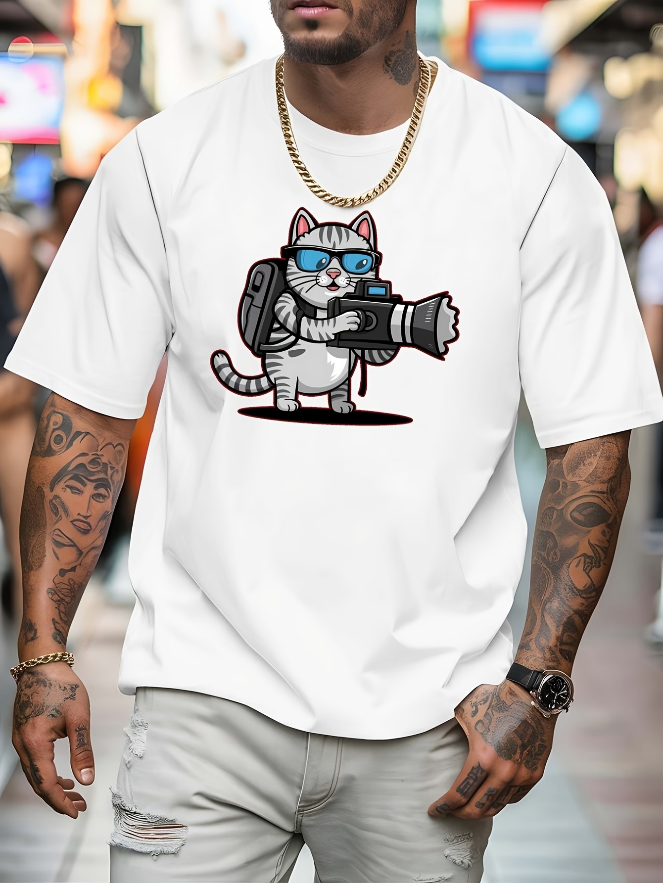 Street Fashion Photographers - Kaus Pria Putih Fotografer Gambar Kartun