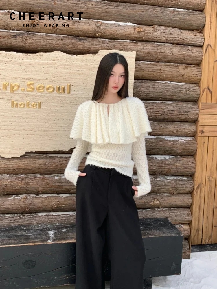 Street Fashion Winter 2026 - CHEERART Jubah Desainer Blus Rajut Lengan