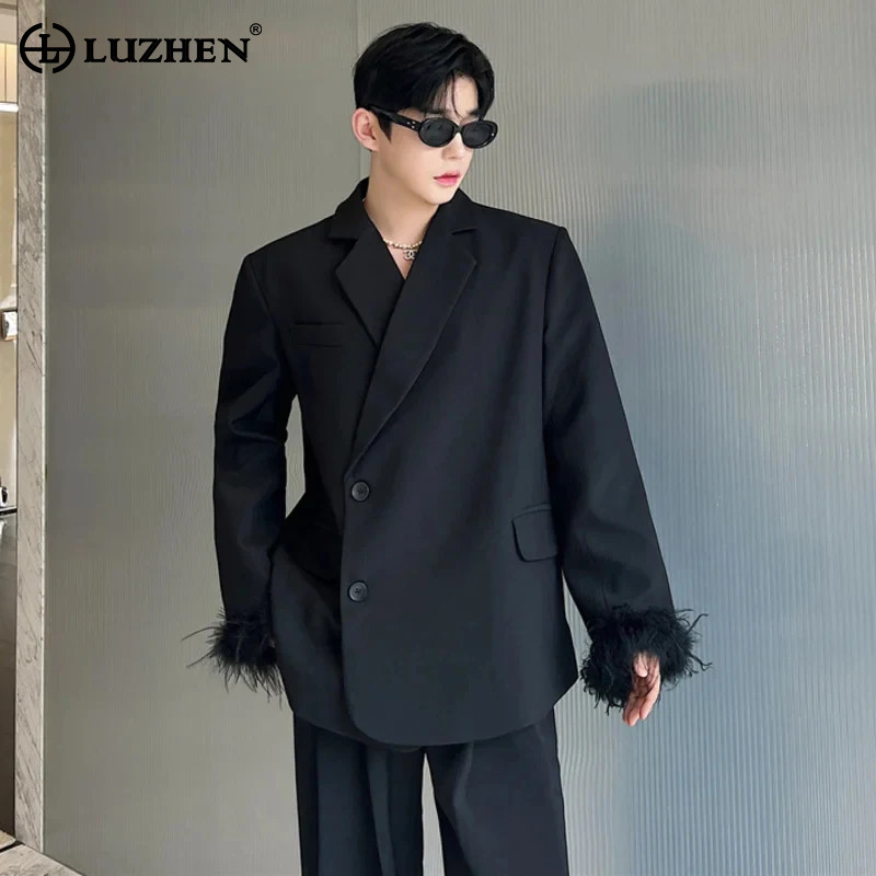 Street Fashion Reviews - LUZHEN Mantel Fashion Pria Blazer Bulu