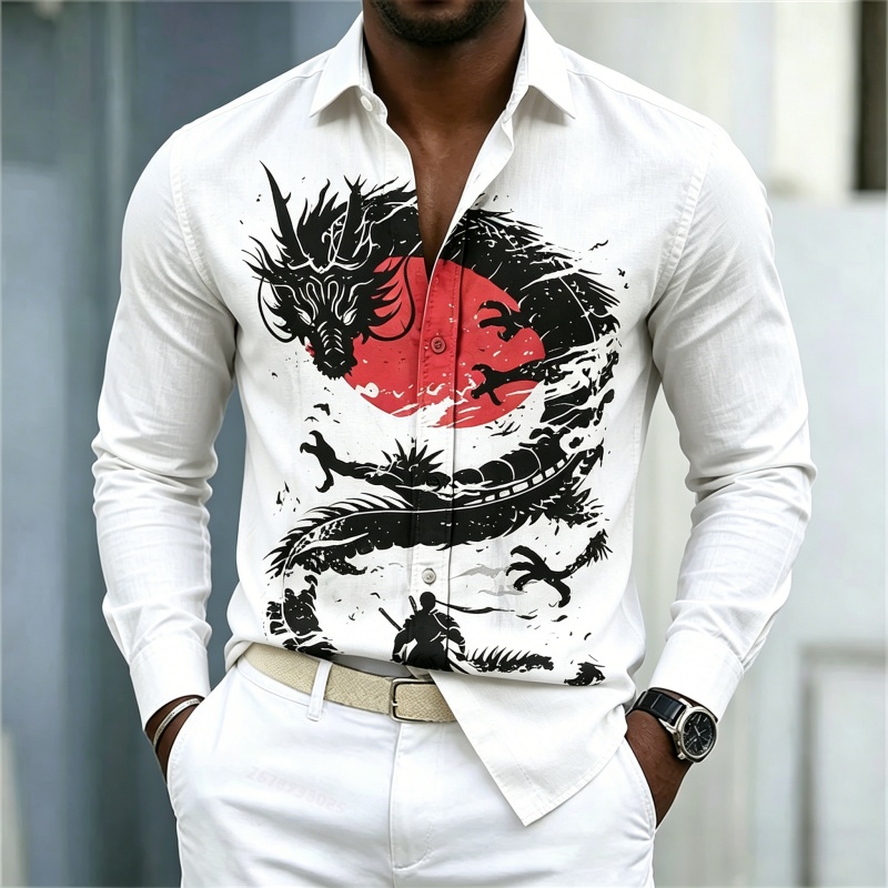 Street Fashion China - Kemeja Pria Terbaru 2026 Putih Hitam