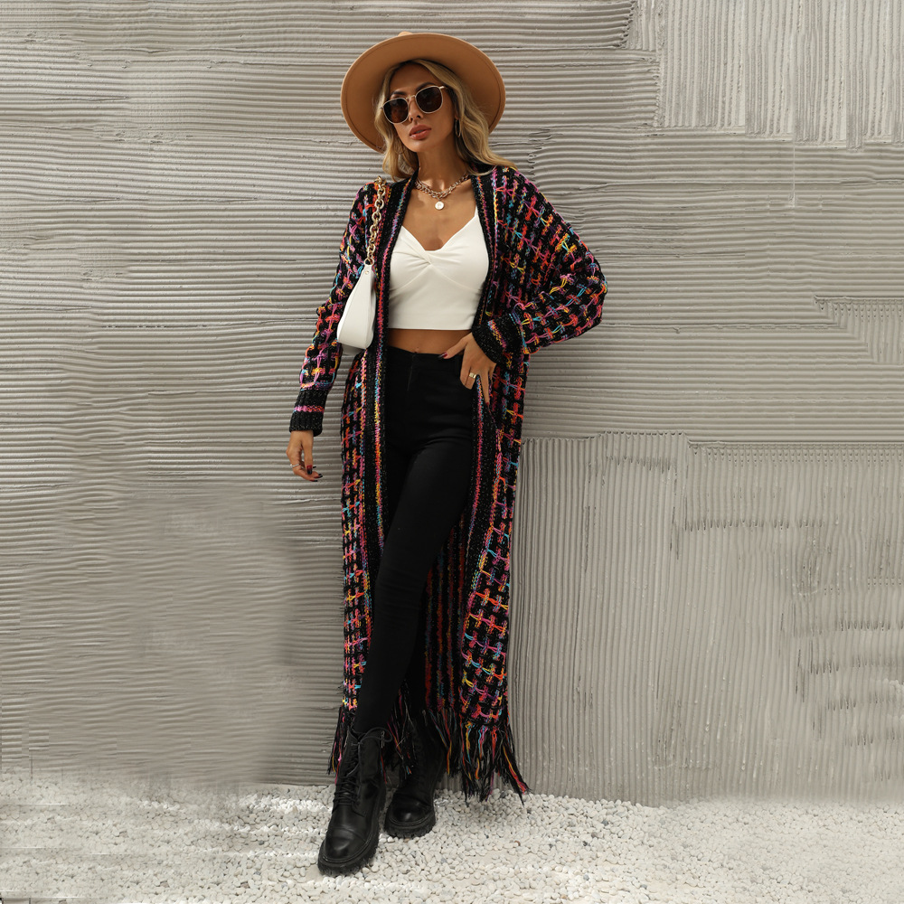 Street Fashion Winter 2026 - Kardigan Rajut Panjang Berumbai Ukuran Besar