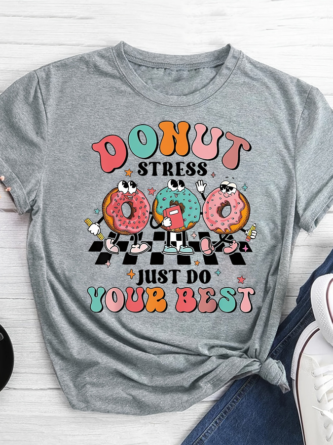 Italy Fashion Street - Kaos Cetak Donat Kartun, Atasan Kasual