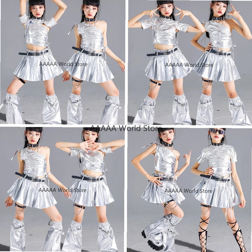 Street Fashion Europe - Set Rok Lipit Crop Top Perak
