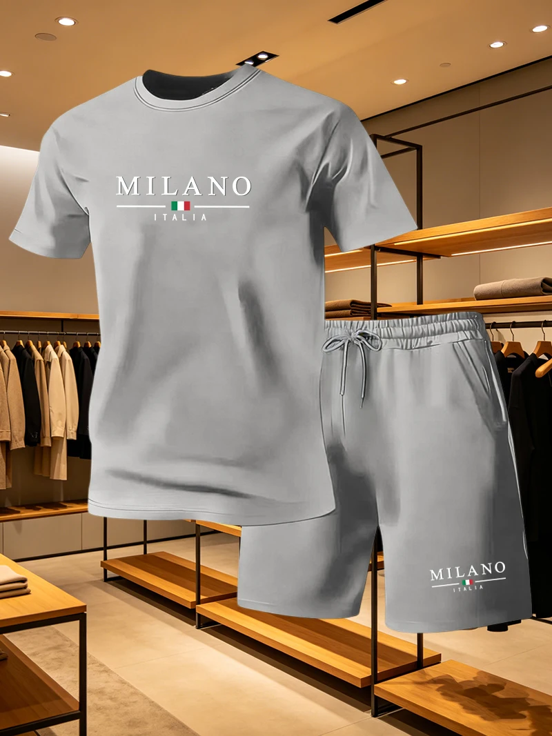 Street Fashion Milano - Set Dua Potong Kasual Pria Motif