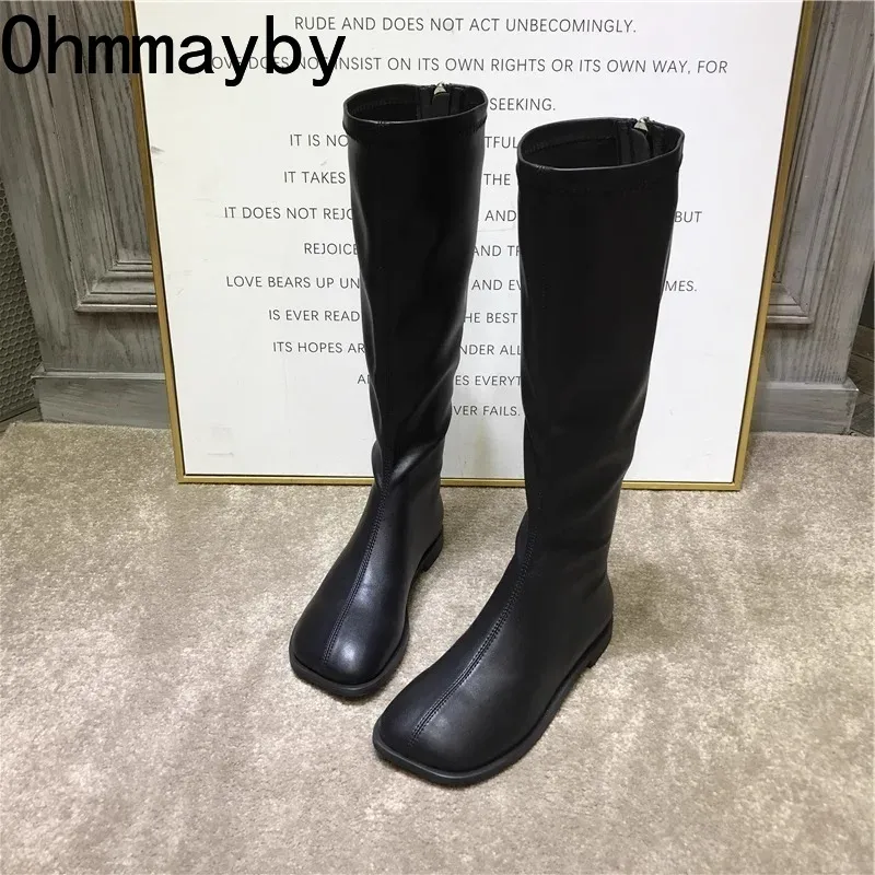 Street Fashion Korean - Sepatu bot panjang selutut untuk wanita,