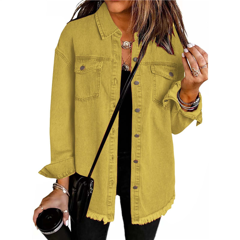 Street Fashion Europe - Jaket Kemeja Denim Wanita dengan Sentuhan