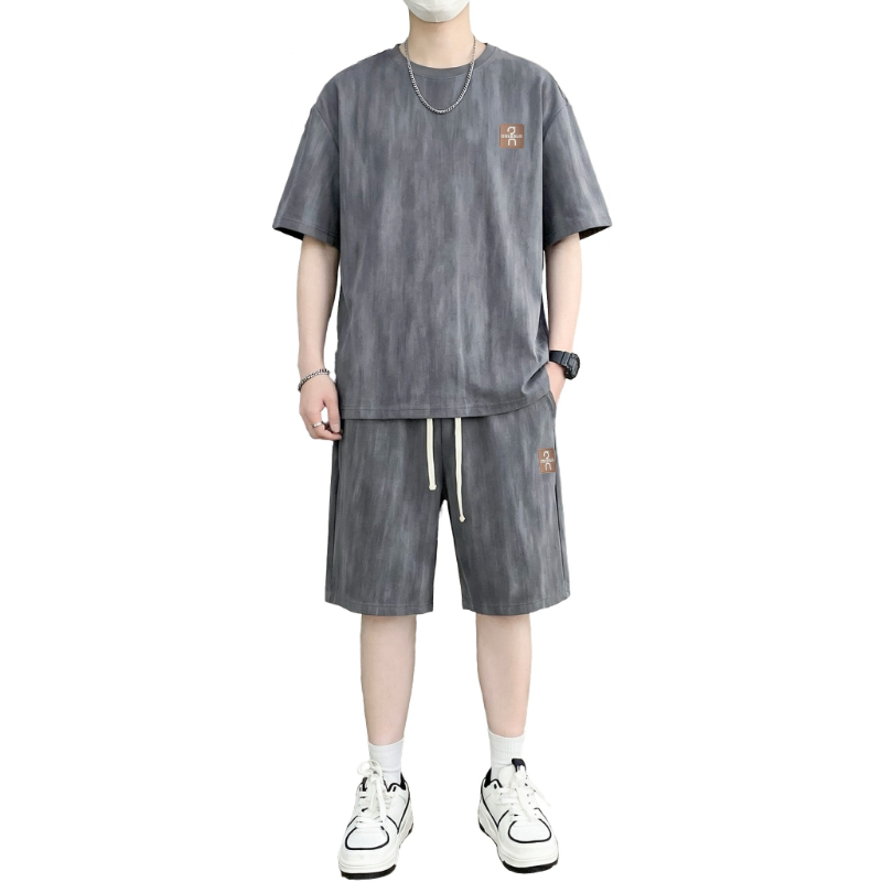 Street Fashion China - 【T-Shirt + Celana Pendek 5-Point】Setelan T-Shirt