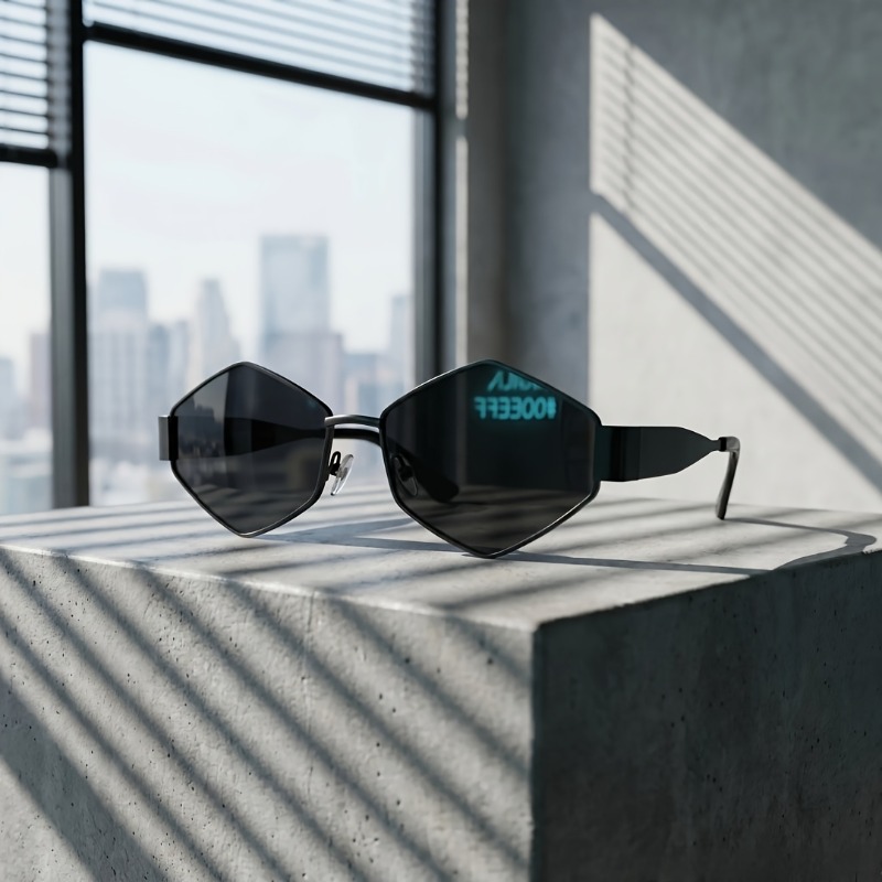 Street Fashion Photographers - Kacamata Bingkai Geometris Heksagonal Retro Berbahan