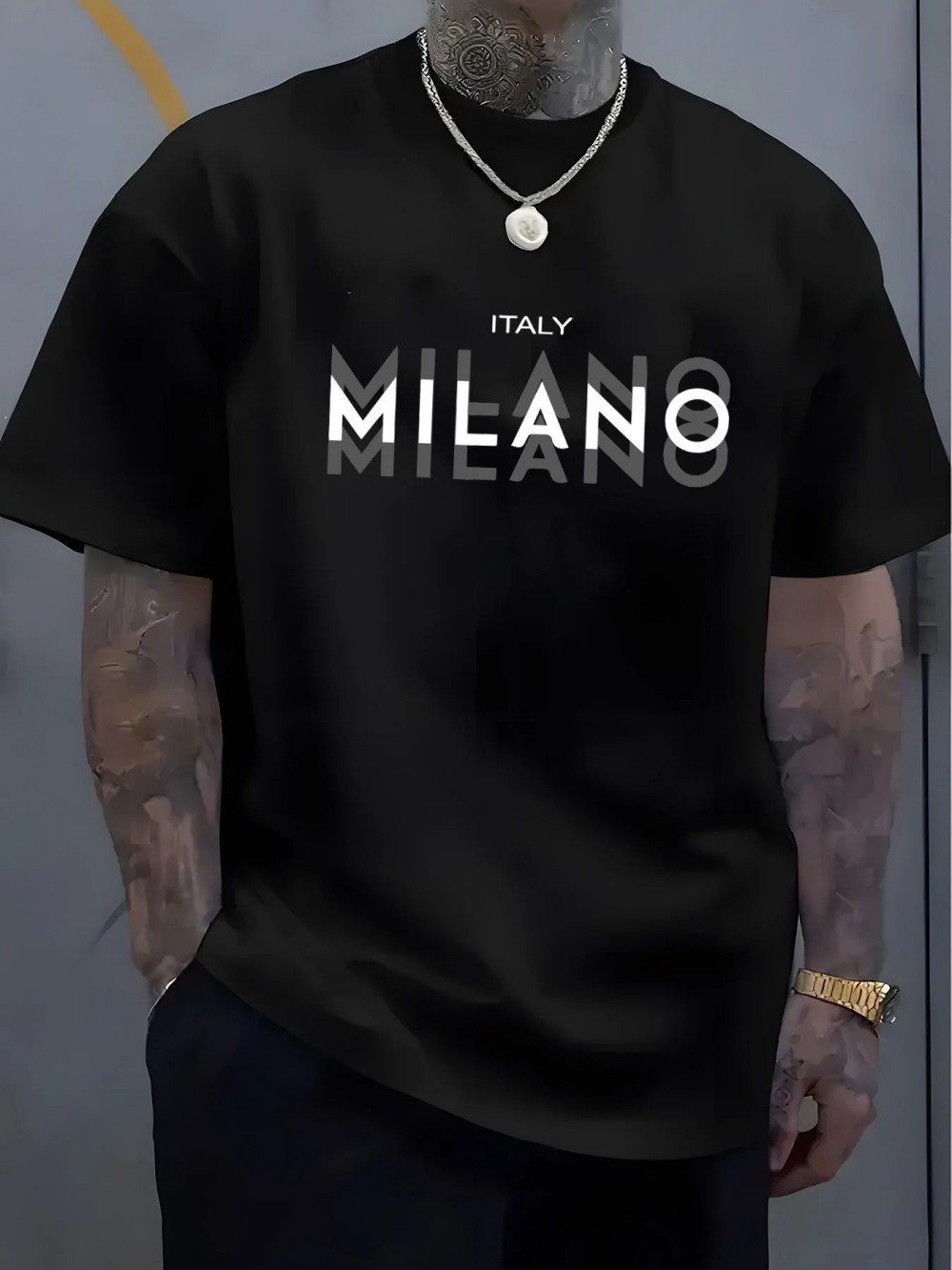 Street Fashion Milano - MILANO Kaus Olahraga Pria Wanita Motif