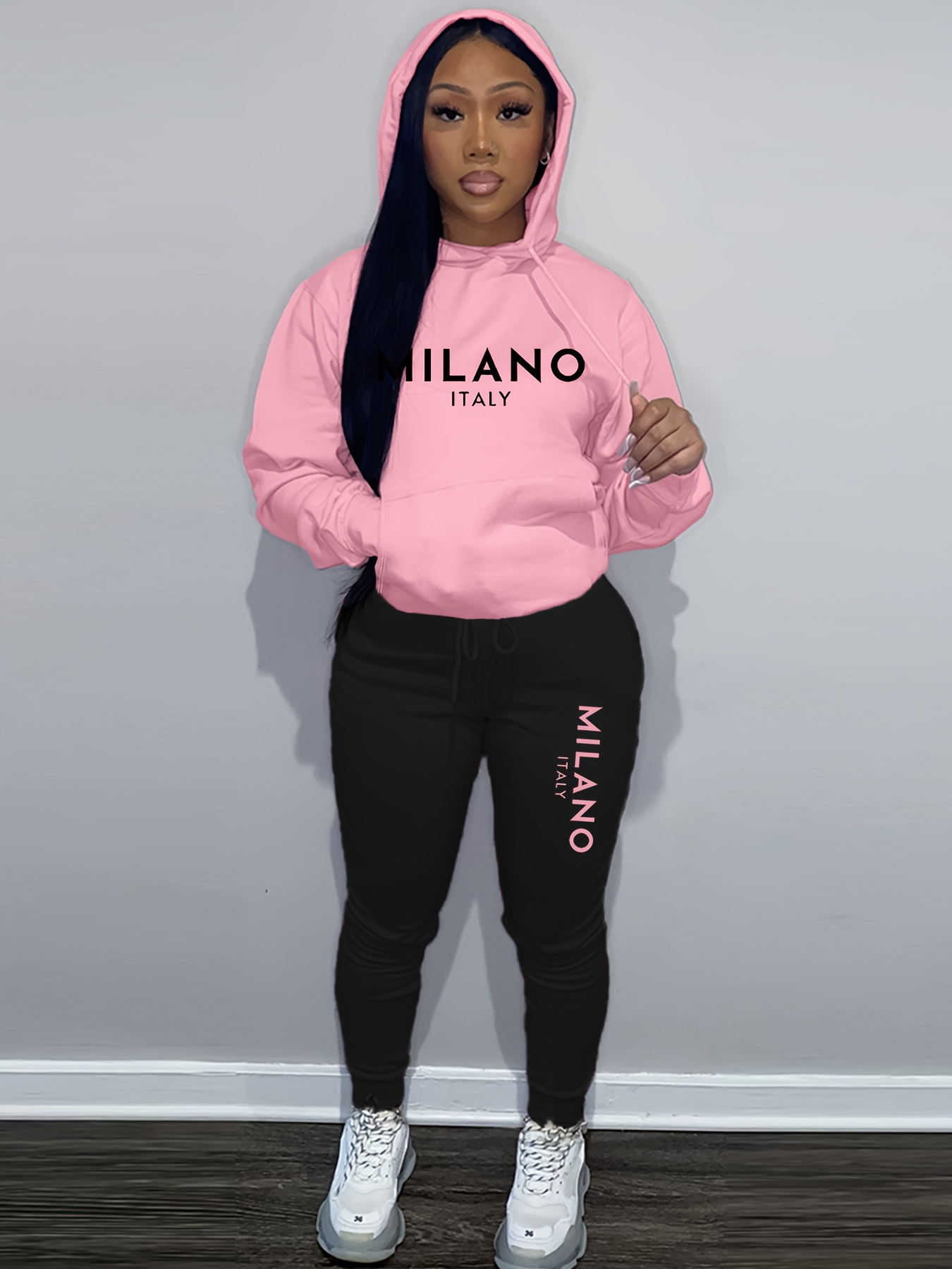 Street Fashion Milano - Set Hoodie Musim Gugur/Dingin Wanita +