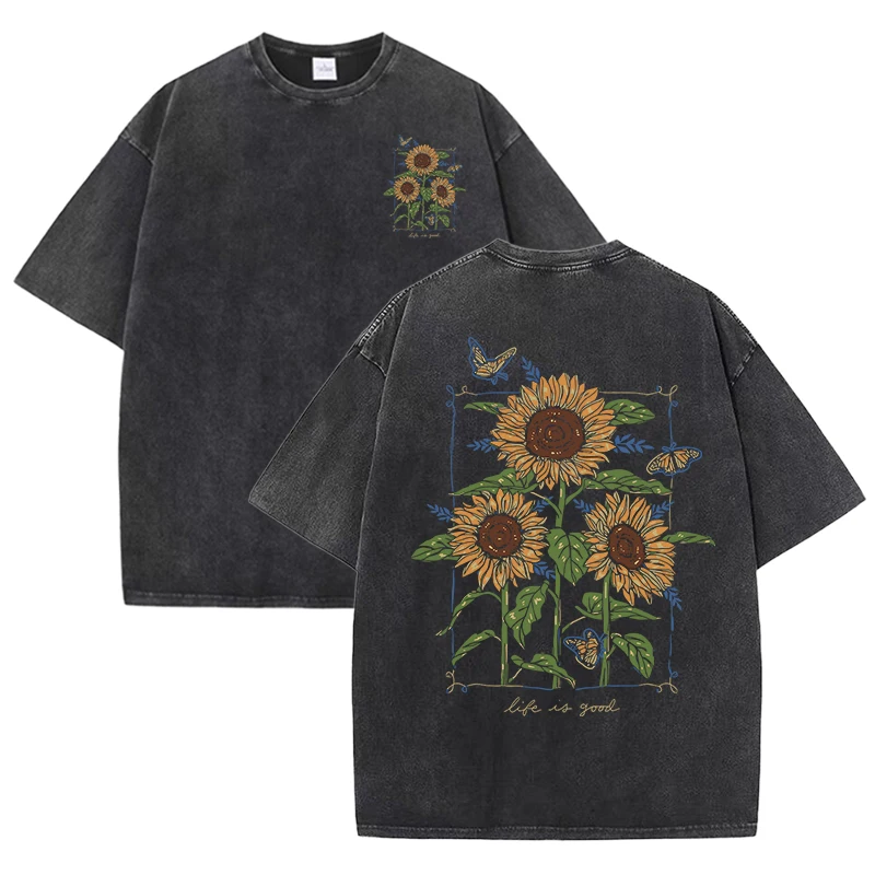 Kaos oblong motif bunga mataha - Street Fashion Shanghai ulasan dan harga