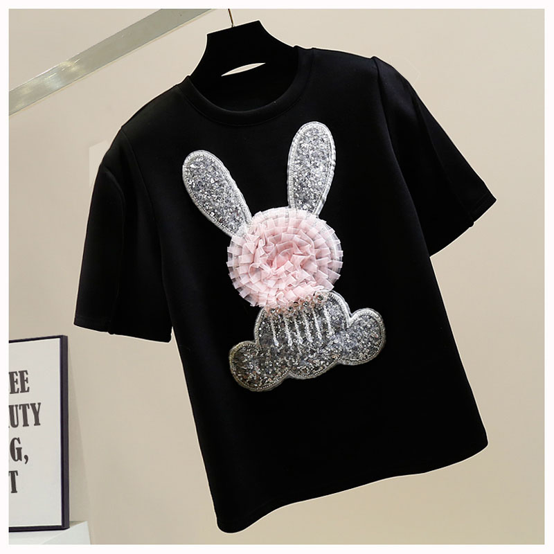 Kaus lengan pendek putih payet - Street Fashion Shanghai ulasan dan harga