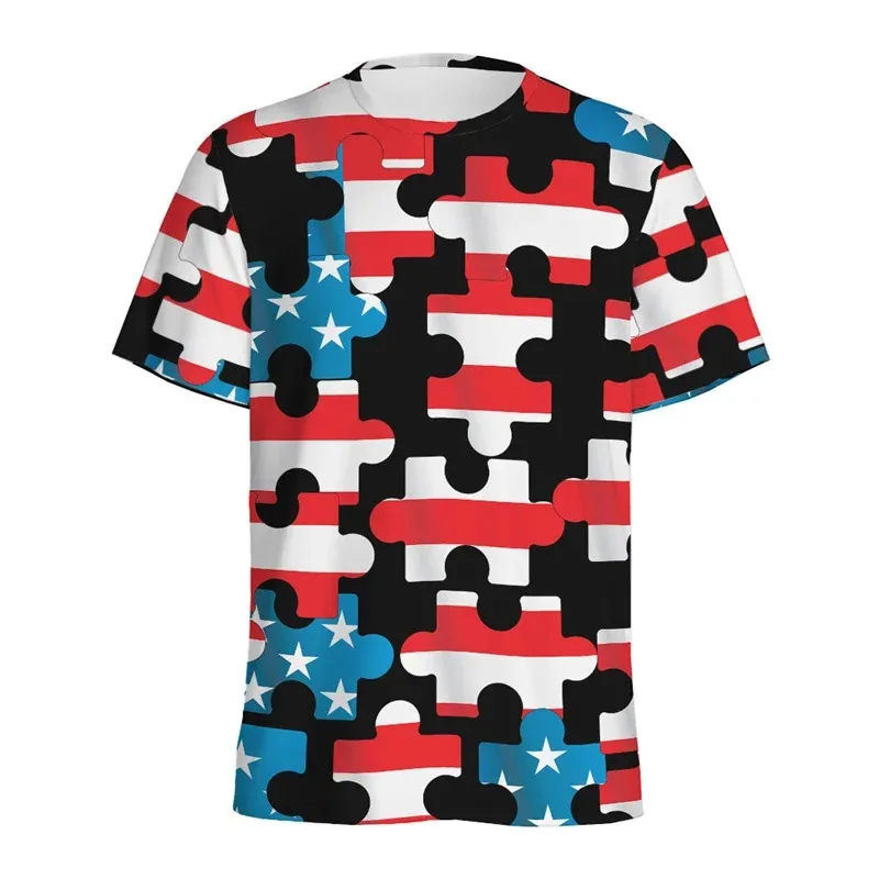 Kaos 3D Print Motif Puzzle Ban - Street Fashion Videos ulasan dan harga