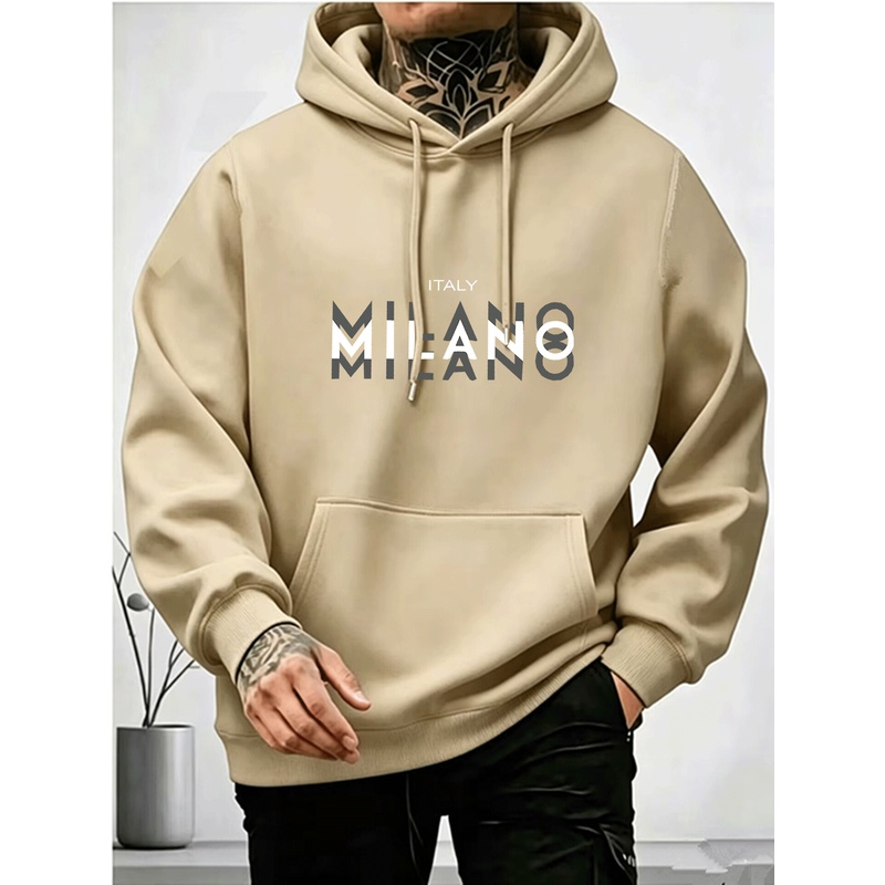 Kaos hoodie pria berbahan flee - Street Fashion Milano ulasan dan harga