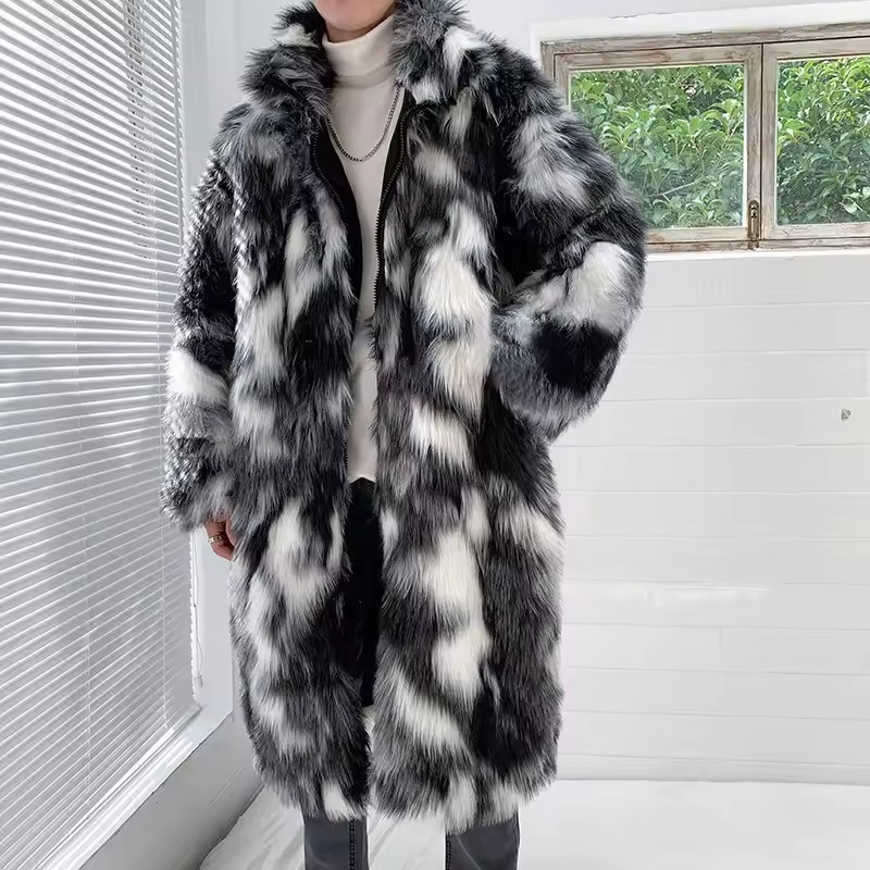 Mantel Bulu Palsu Panjang Hip  - Street Fashion Korean ulasan dan harga
