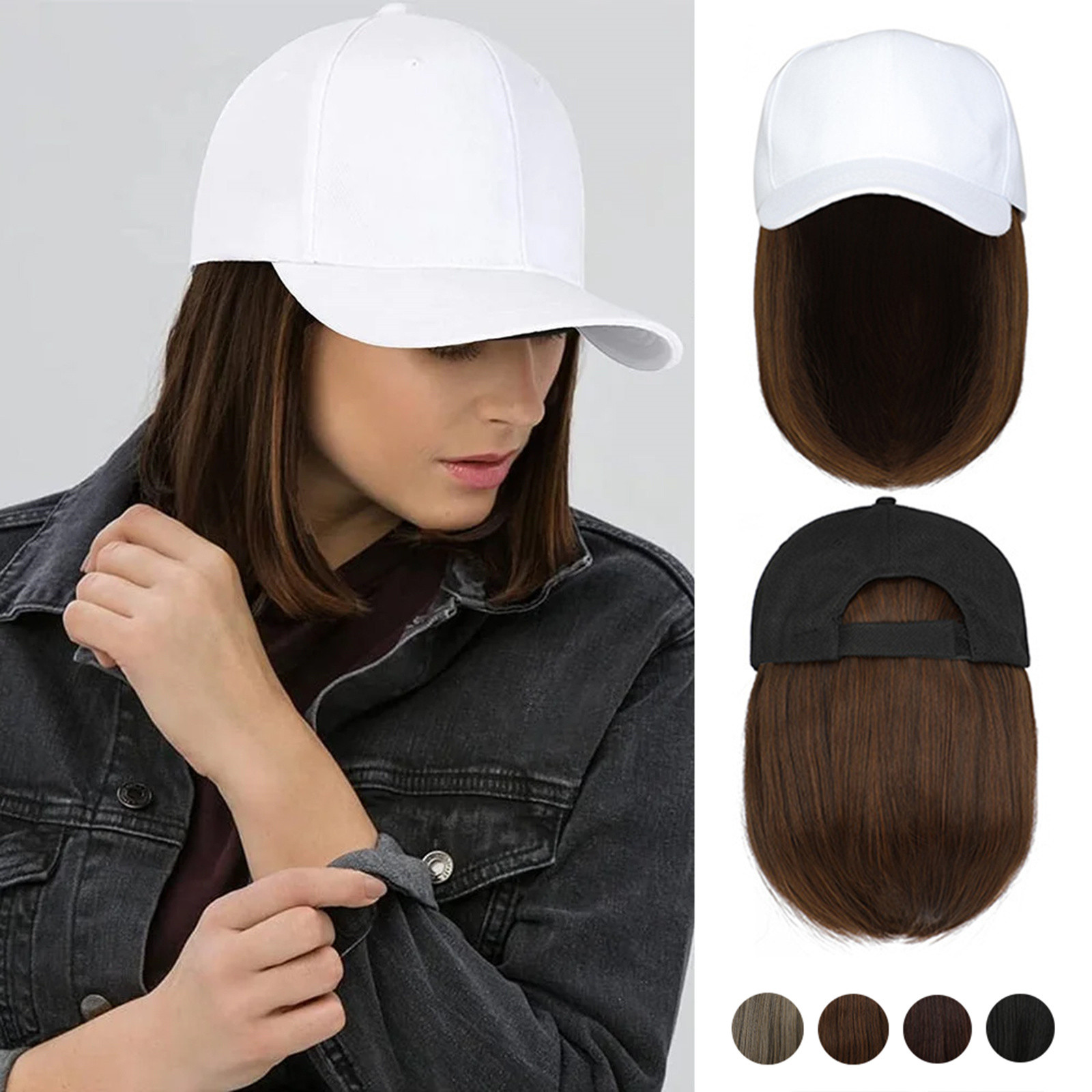 Topi Wig Sintetis Lurus Pendek - Street Fashion Hats ulasan dan harga