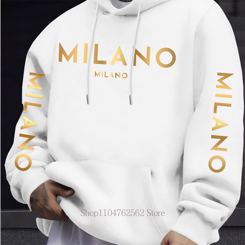 Hoodie Cetak Huruf Milano untu - Street Fashion Milano ulasan dan harga