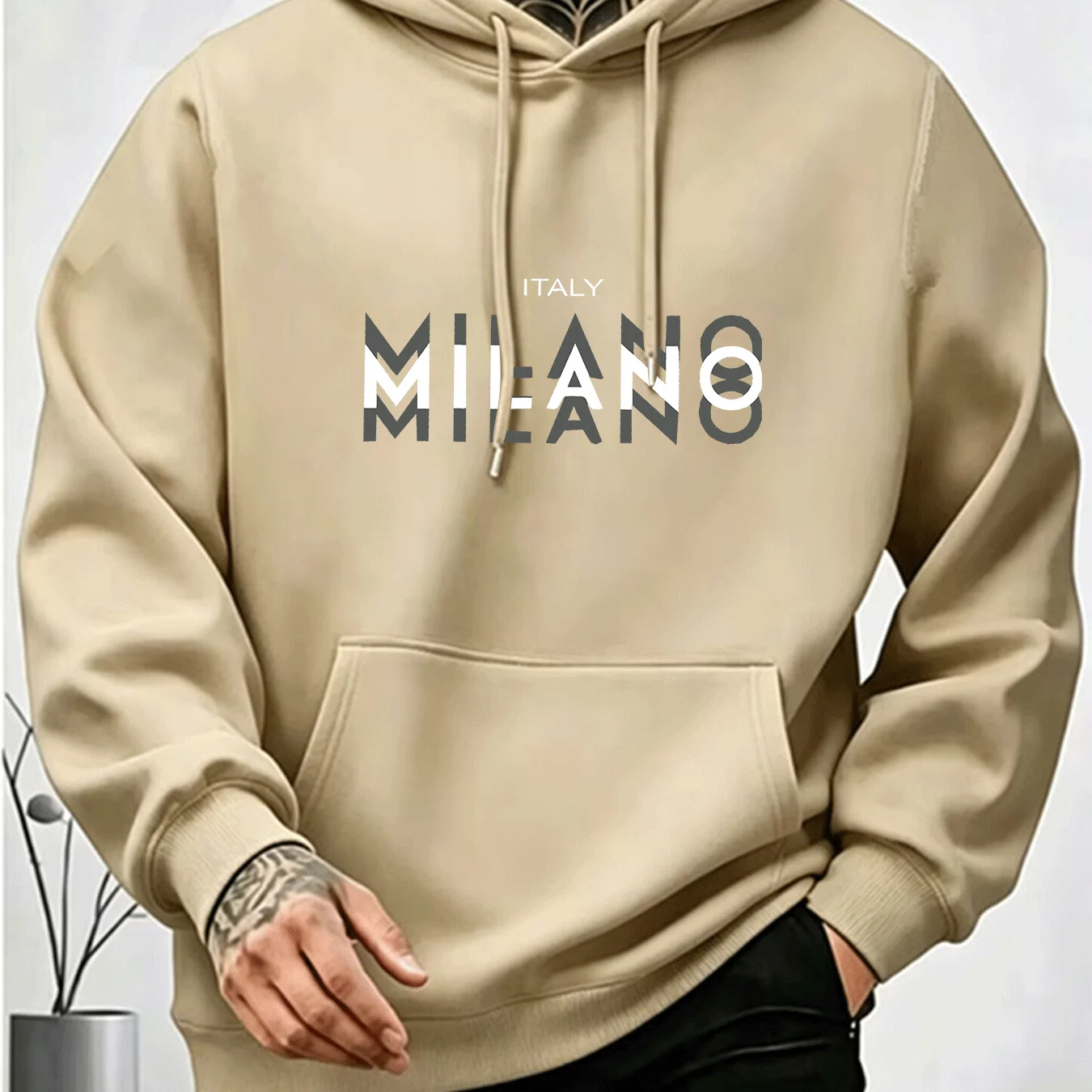 Hoodie Pria Motif Huruf MILANO - Street Fashion Milano ulasan dan harga