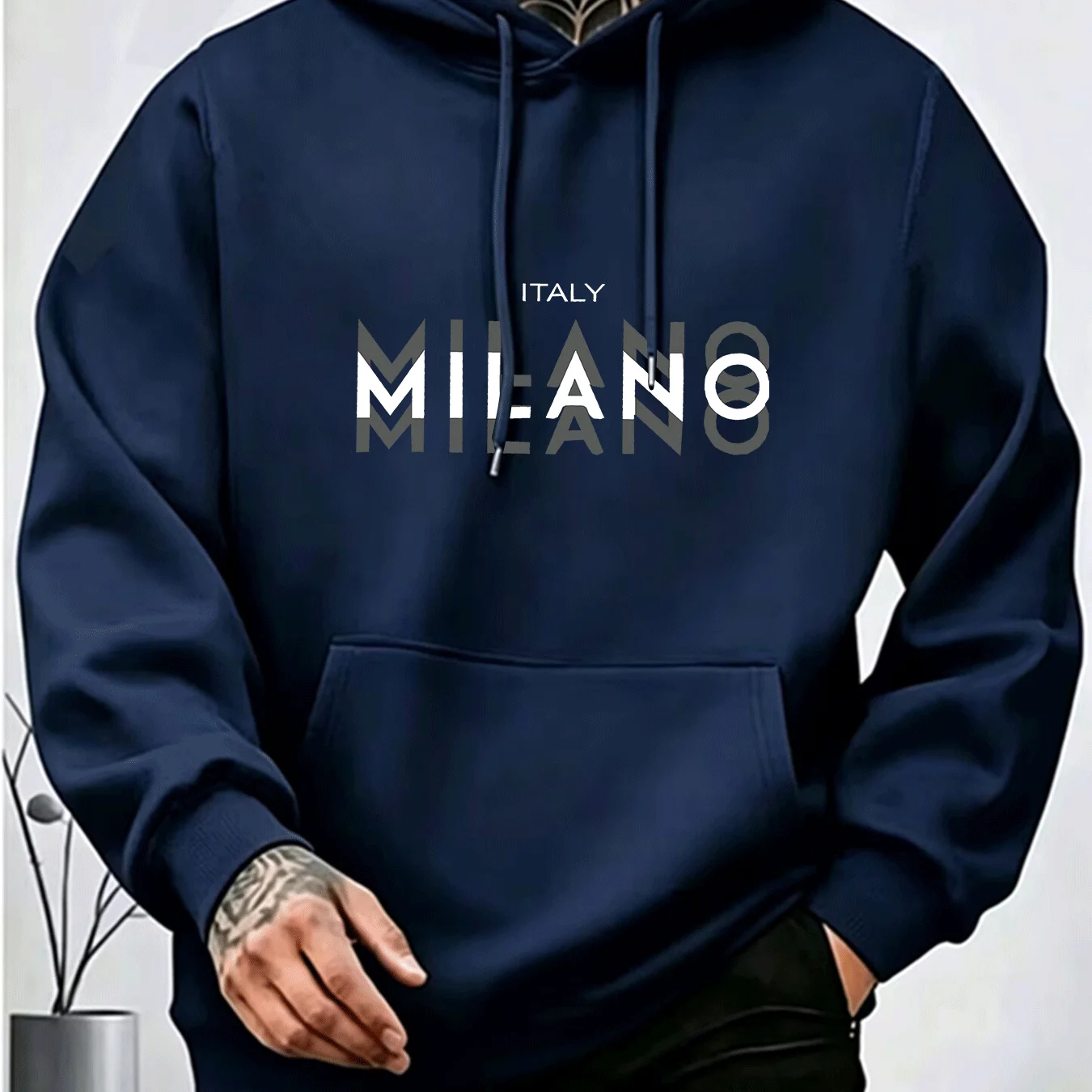 Hoodie Pria Motif Huruf MILANO - Street Fashion Milano ulasan dan harga