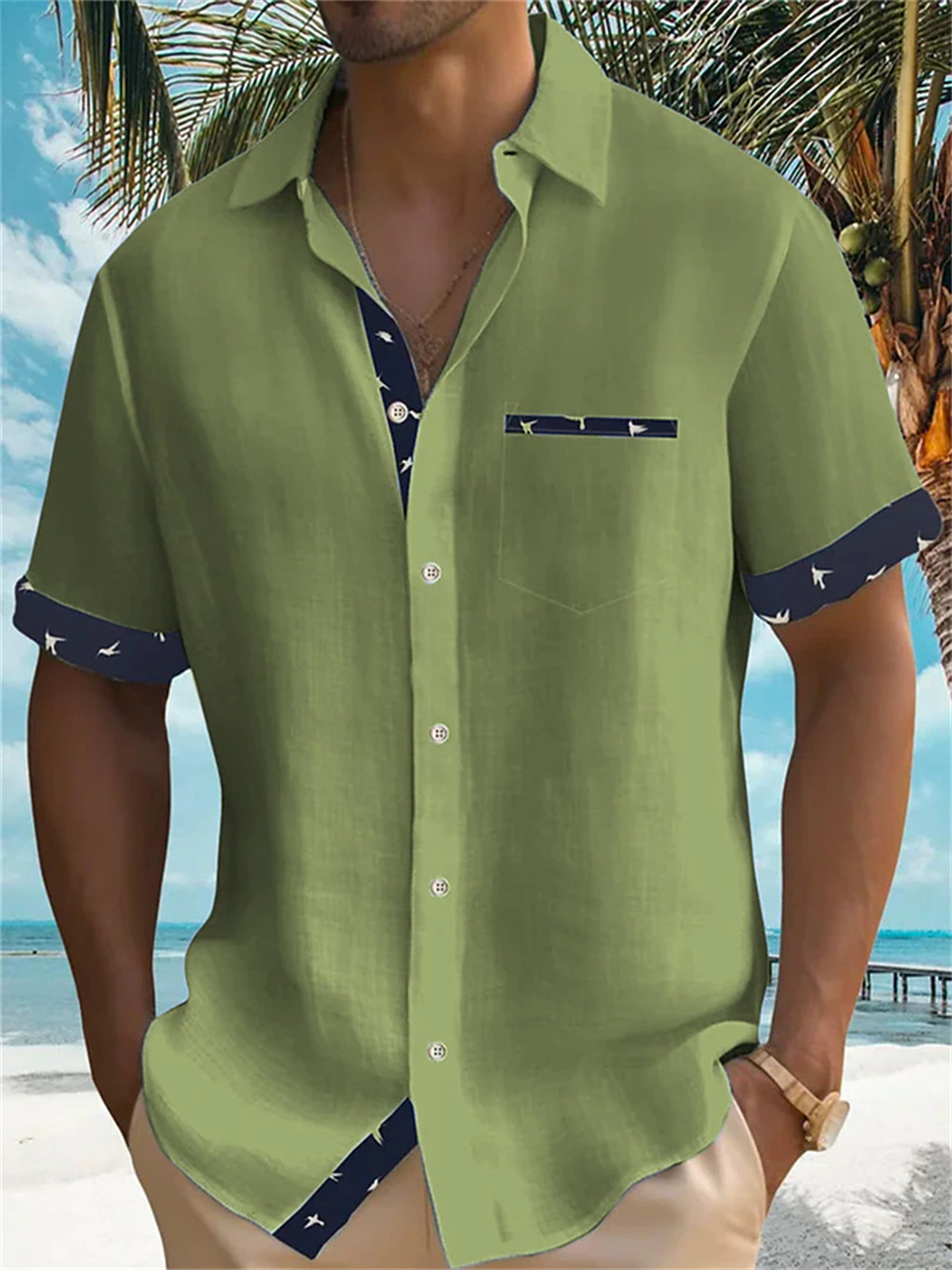 Kemeja Aloha Pria Baru Musim P - Street Fashion Shanghai ulasan dan harga