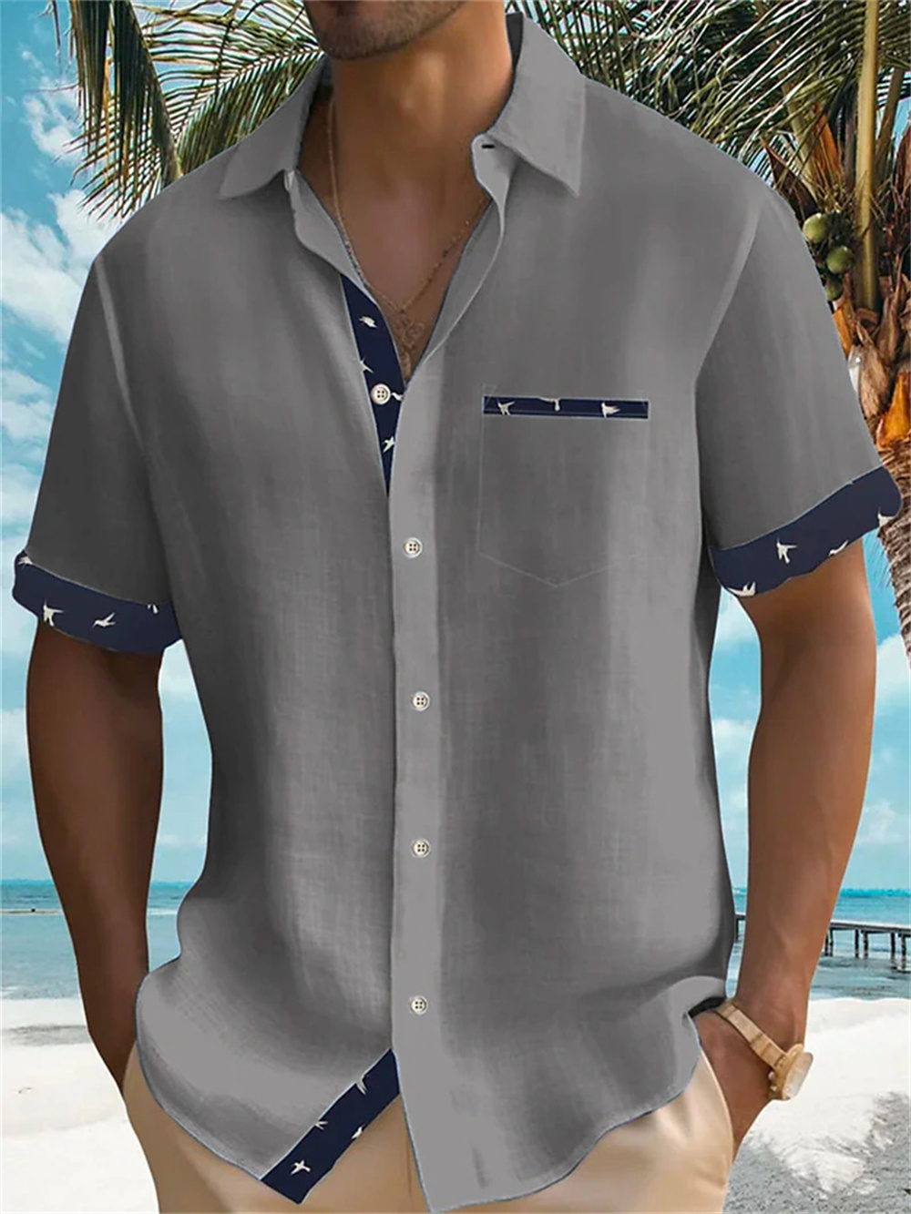 Kemeja Aloha Pria Baru Musim P - Street Fashion Shanghai ulasan dan harga