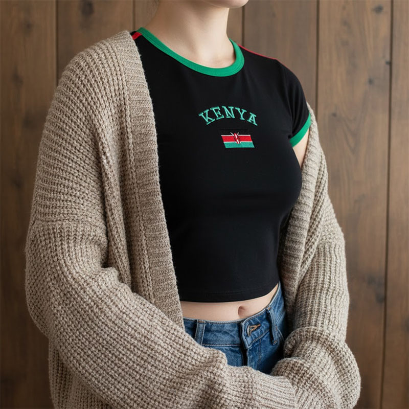 Kaos Crop Top Wanita Kenya Y2K - Street Fashion Kenya ulasan dan harga