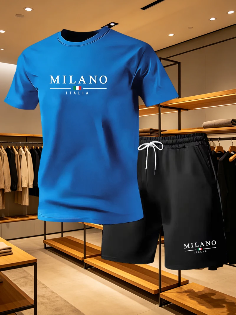 Set Dua Potong Kasual Pria Mot - Street Fashion Milano ulasan dan harga