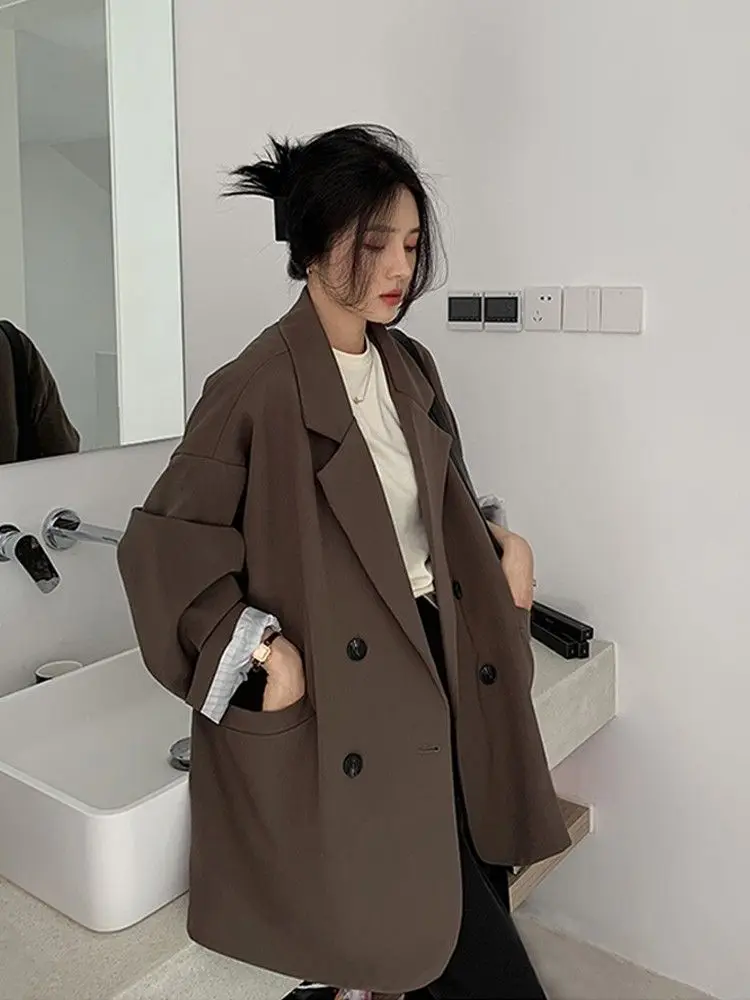 Blazer Cokelat Vintage Wanita  - Street Fashion Official ulasan dan harga