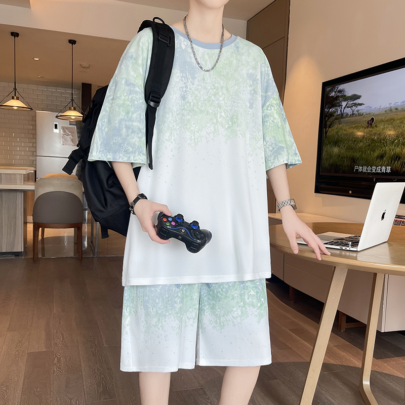 【Celana 5-Poin Terbaik】Set Kao - Street Fashion China ulasan dan harga