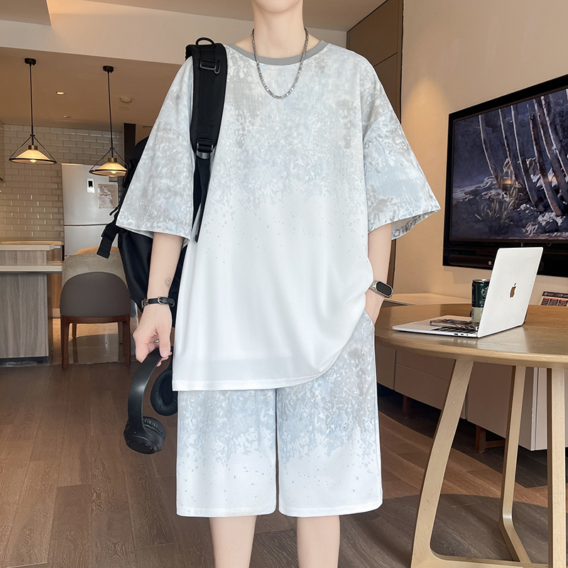 【Celana 5-Poin Terbaik】Set Kao - Street Fashion China ulasan dan harga